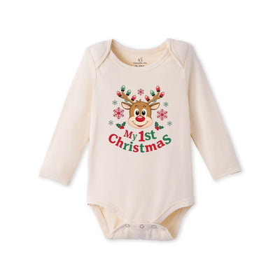 My First Christmas Reindeer Bamboo Baby Onesie