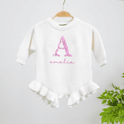 Personalized Baby Romper in White Floral