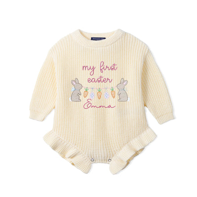 Personalized Baby's First Easter Knit Baby Romper