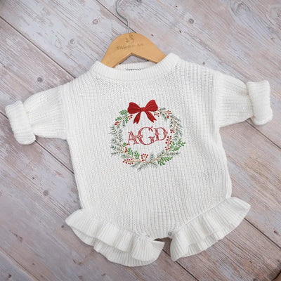 Personalized Christmas Baby Monogrammed Romper - SwaddleAn