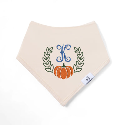 Personalized Embroidered Pumpkin Initials Baby Bamboo Bib