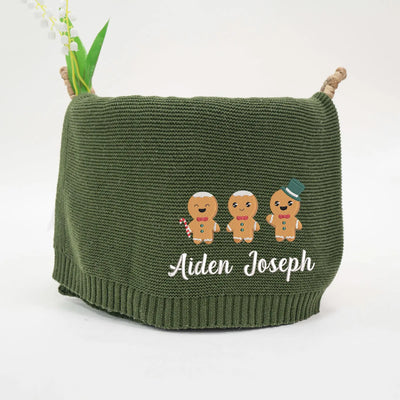 Personalized Embroidery Gingerbread Cookies Baby Blanket - SwaddleAn