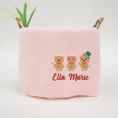 Personalized Embroidery Gingerbread Cookies Baby Blanket - SwaddleAn