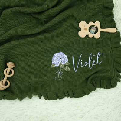 Personalized Hydrangea Baby Name Blanket - SwaddleAn