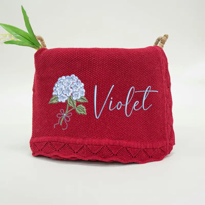 Personalized Hydrangea Baby Name Blanket - SwaddleAn