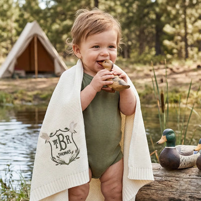 Personalized Mallard Duck Crest Knit Blanket