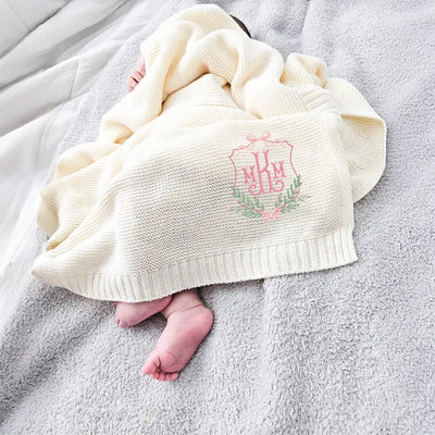 Personalized Monogram Name Crest Baby Blanket - SwaddleAn