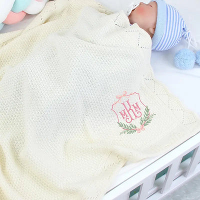 Personalized Monogram Name Crest Baby Blanket - SwaddleAn