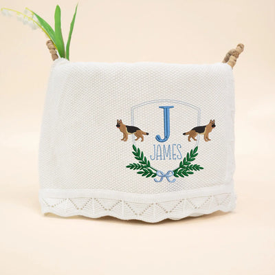 Personalized Name German Shepherd Baby Blanket - SwaddleAn