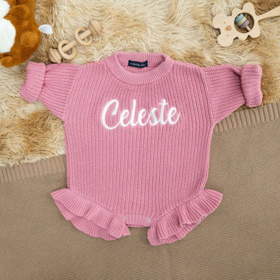 Personalized Name Ruffle Knit Romper - SwaddleAn