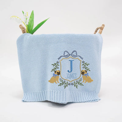 Personalized Pug Dog Baby Blanket - SwaddleAn