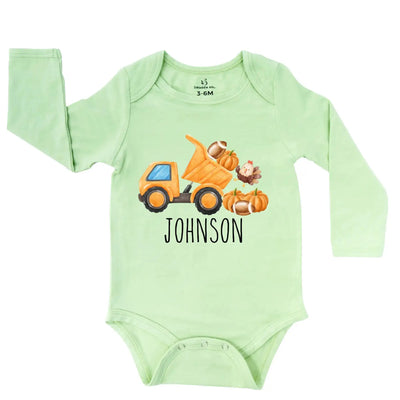 Personalized Pumpkin Tractor Baby Onesie SwaddleAn