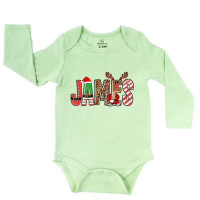 Personalized Xmas Name Baby Onesie - SwaddleAn