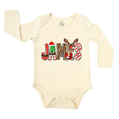 Personalized Xmas Name Baby Onesie - SwaddleAn