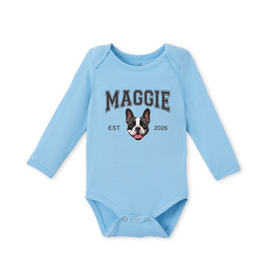 Printed EST Year Pet Portrait Baby Bodysuit