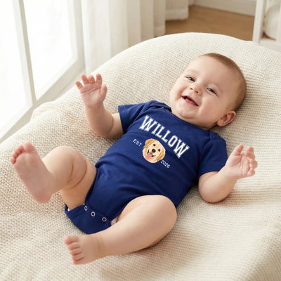 Printed EST Year Pet Portrait Baby Bodysuit