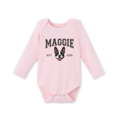 Printed EST Year Pet Portrait Baby Bodysuit