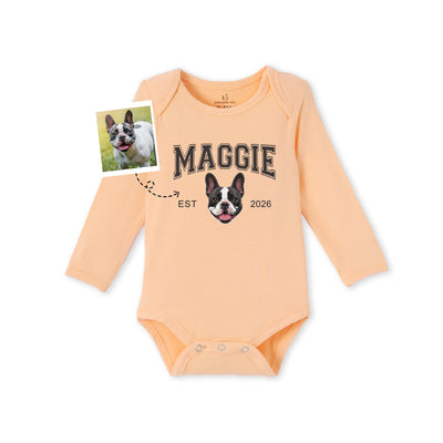 Printed EST Year Pet Portrait Baby Bodysuit