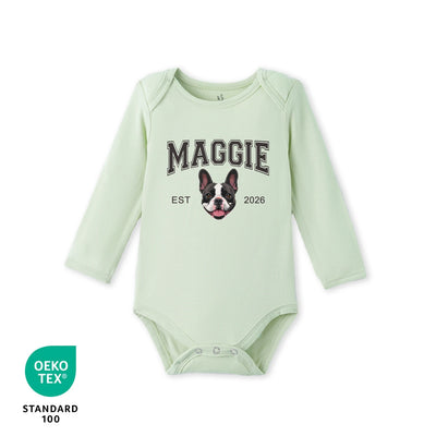 Printed EST Year Pet Portrait Baby Bodysuit