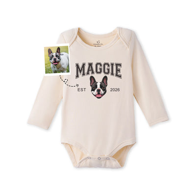Printed EST Year Pet Portrait Baby Bodysuit