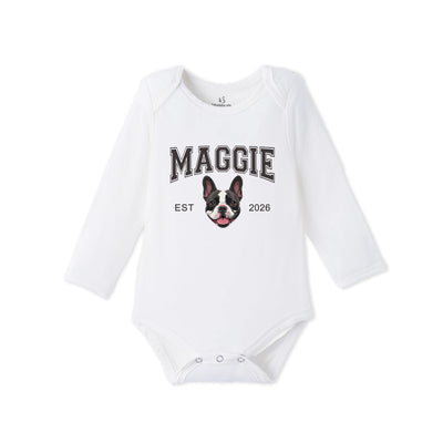 Printed EST Year Pet Portrait Baby Bodysuit
