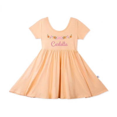 Printed Pumpkin Bow Baby Twirl Dress