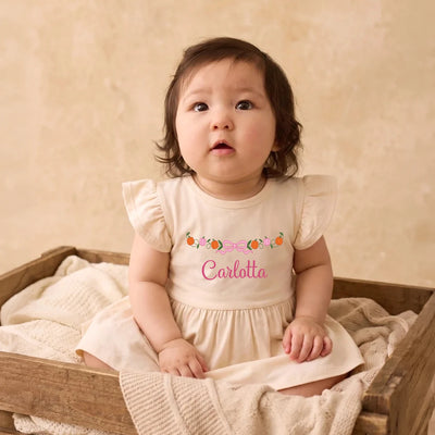 Printed Pumpkin Bow Baby Twirl Dress