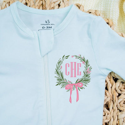 Printed Monogram Crest Bamboo Baby Pajamas - SwaddleAn