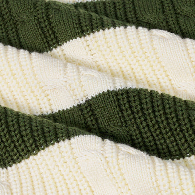 Forest Striped Cable Knit Roll neck Sweater