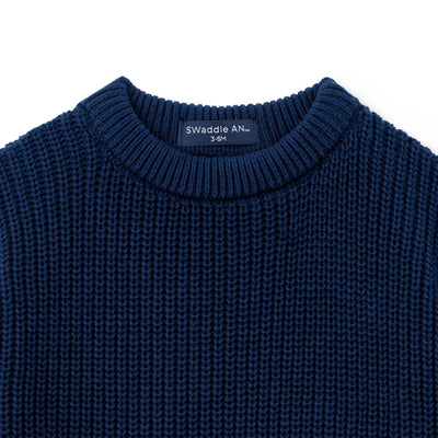 Classic Chunky Knit Baby Romper in Navy