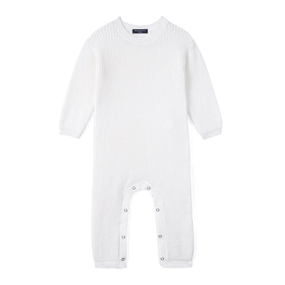 Baby Knit Romper Snap Closure in White