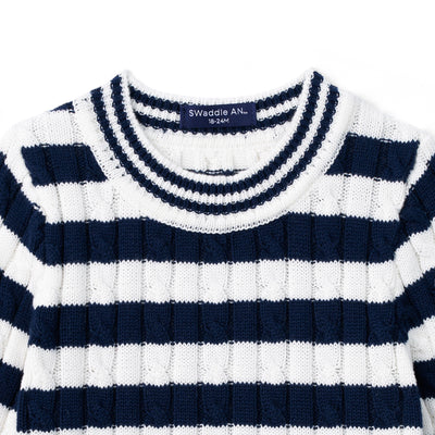 Striped Cable Knit Kids Sweater