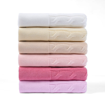 Cable Knit Baby Blanket in Pink