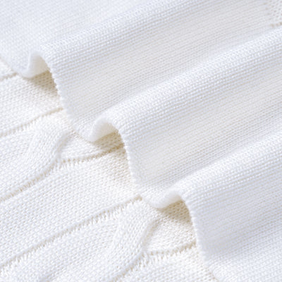 Cable Knit Baby Blanket in White
