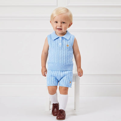 Cable Knit Short in Baby Blue