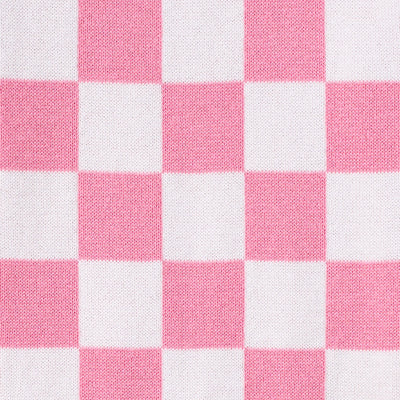 Pink Checker Baby Knit Button Romper