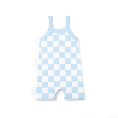 Blue Checker Baby Knit Playsuit