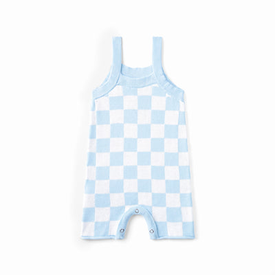 Blue Checker Baby Knit Playsuit