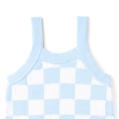 Blue Checker Baby Knit Playsuit
