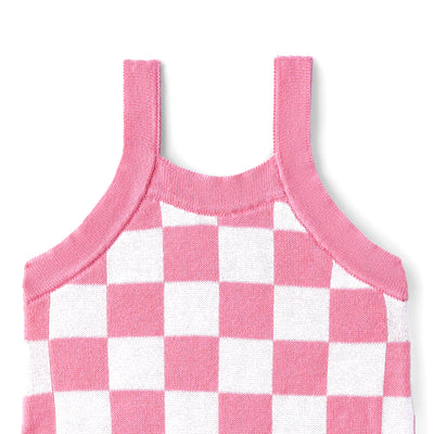 Pink Checker Baby Knit Playsuit