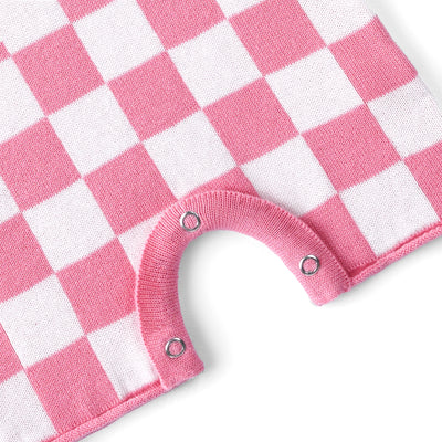 Pink Checker Baby Knit Playsuit
