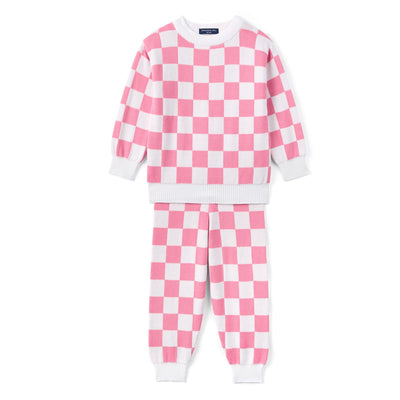Pink Checker Knit Jogger Pants