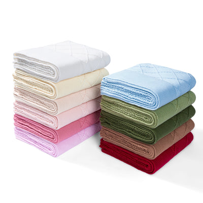 Diamond Stitch Baby Knit Blanket in White