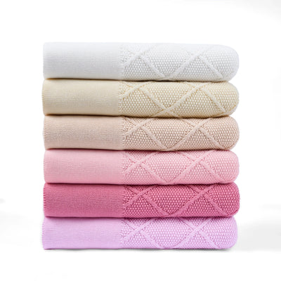 Diamond Stitch Baby Knit Blanket in White