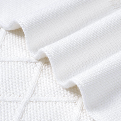 Diamond Stitch Baby Knit Blanket in White