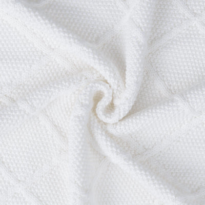 Diamond Stitch Baby Knit Blanket in White