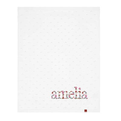 Embroidered Floral Name Baby Pointelle Blanket