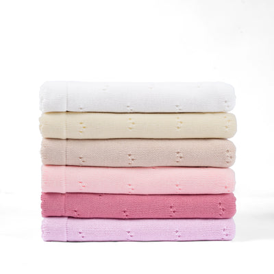 Pointelle Baby Knit Blanket in Lilac