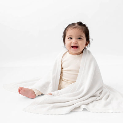 Pointelle Baby Knit Blanket in White