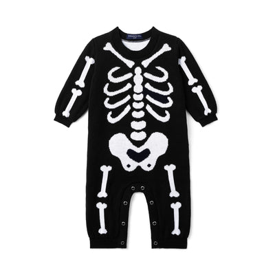 Skeleton Halloween Long Sleeve Knit Baby Romper